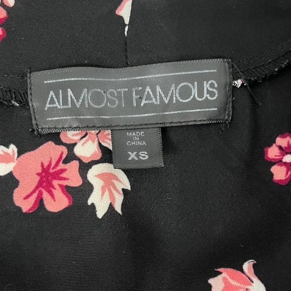 Almost Famous Sheer Black & Pink Floral Blouse - Size XS
